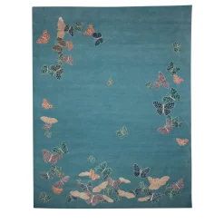 Sergio Mannino Studio Tappeto Spirit in the Sky Butterfly Blue realizzato a mano in lana e seta