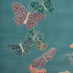 Sergio Mannino Studio Tappeto Spirit in the Sky Butterfly Blue realizzato a mano in lana e seta
