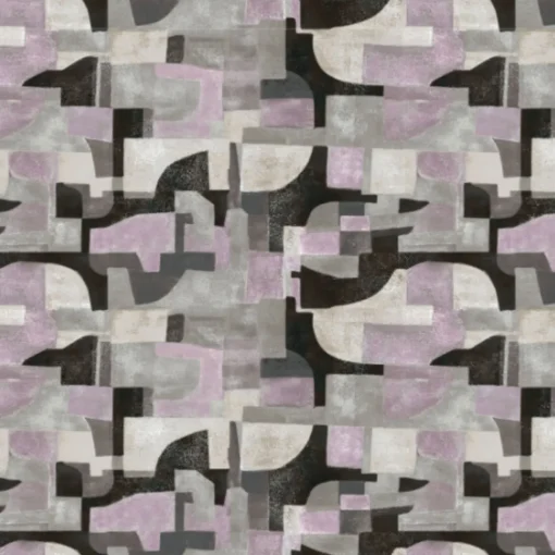 KOHRO Tessuto da rivestimento Arcosanti in lino e cotone viola e nero