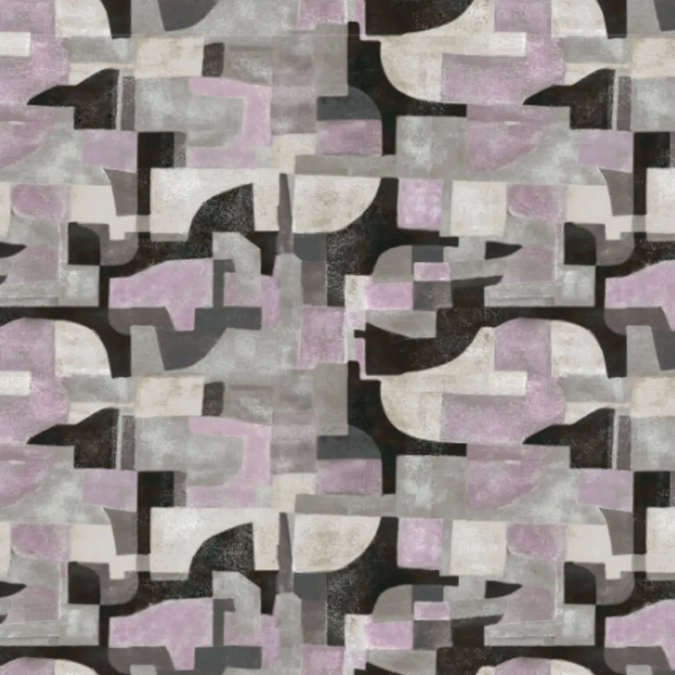 KOHRO Tessuto da rivestimento Arcosanti in lino e cotone viola e nero