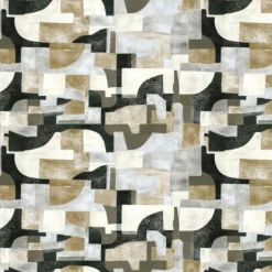KOHRO Tessuto da rivestimento Arcosanti in lino e cotone oro e nero