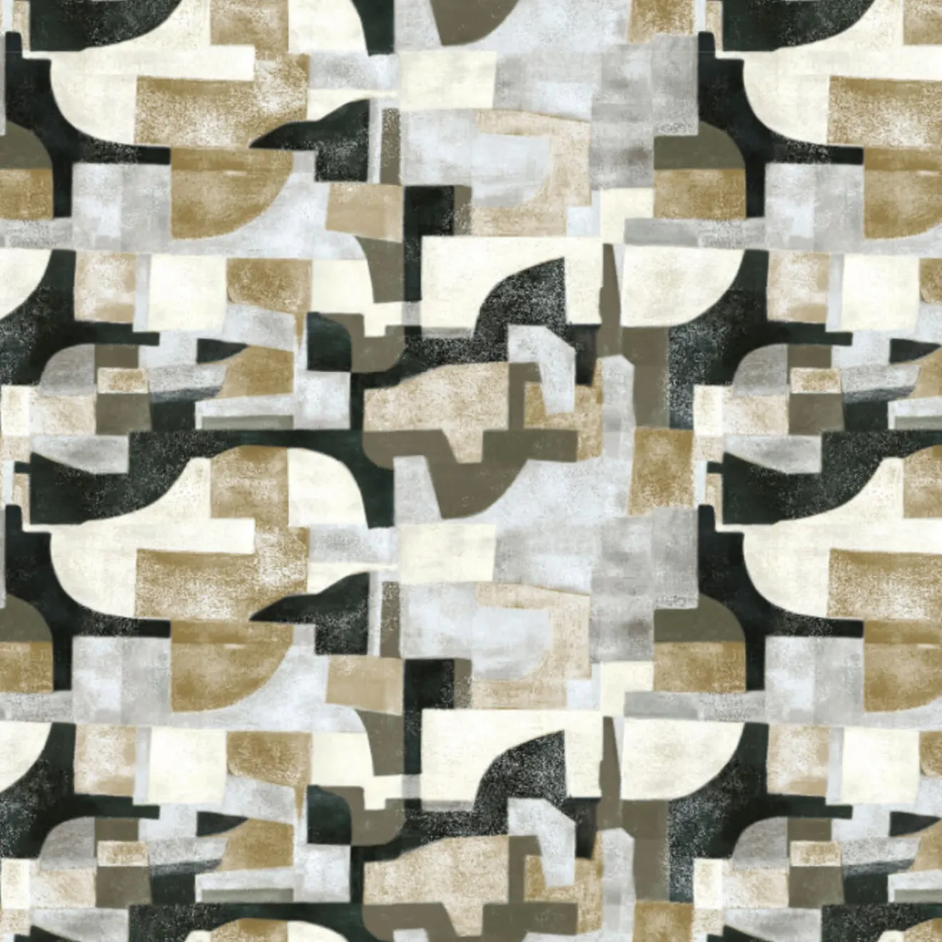 KOHRO Tessuto da rivestimento Arcosanti in lino e cotone oro e nero