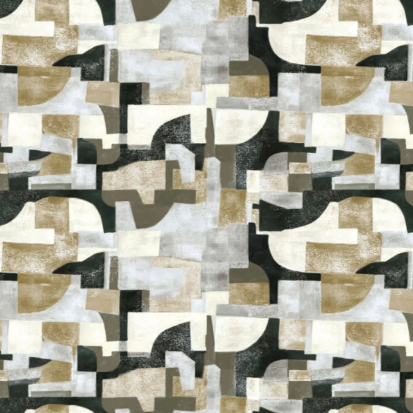 KOHRO Tessuto da rivestimento Arcosanti in lino e cotone oro e nero