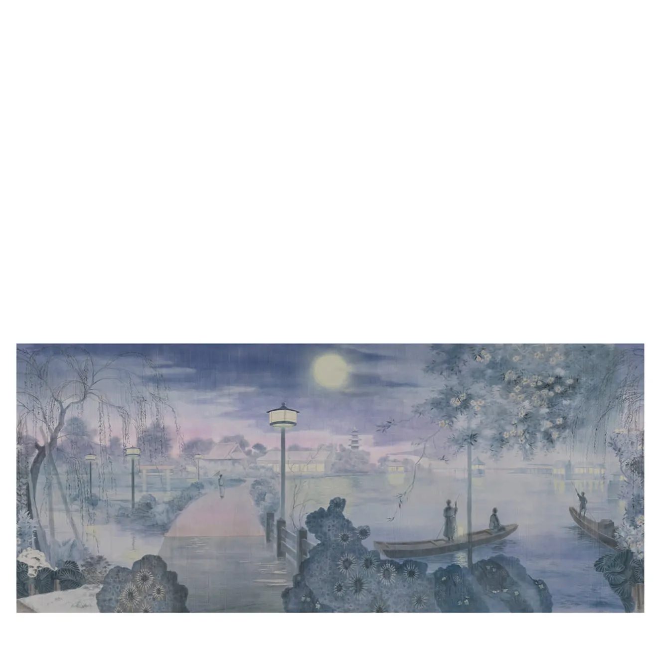 KOHRO Tessuto da rivestimento in cotone Nihon Moon rosa e blu