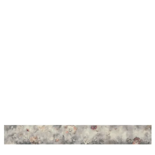 KOHRO Tessuto da rivestimento in cotone rosso e grigio blu Fleuraissance