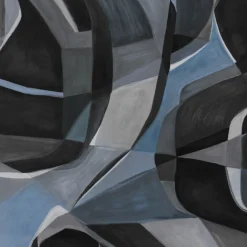 KOHRO Tessuto murale in cotone blu e nero Rising Desert