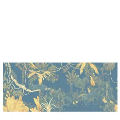 KOHRO Tessuto murale in poliestere blu e giallo Jungle Lounge