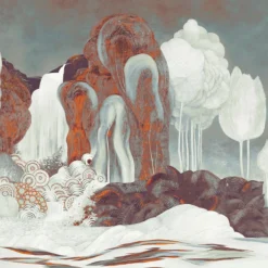 KOHRO Tessuto murale in poliestere con incanto rosso e blu