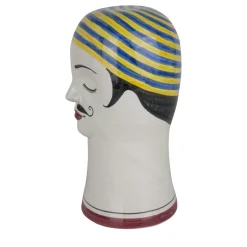 Alessandro Iudici Testa di nuotatore con cappuccio giallo e blu Scultura