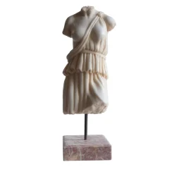 Todini Sculture Torso Femminile con Tunica Scultura in Marmo di Carrara con base