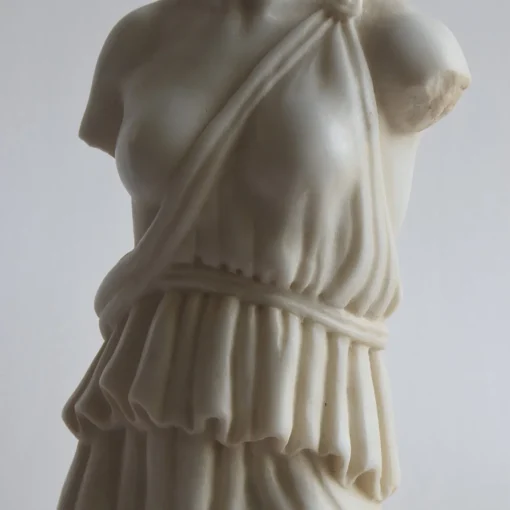 Todini Sculture Torso Femminile con Tunica Scultura in Marmo di Carrara con base
