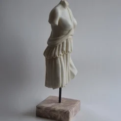 Todini Sculture Torso Femminile con Tunica Scultura in Marmo di Carrara con base