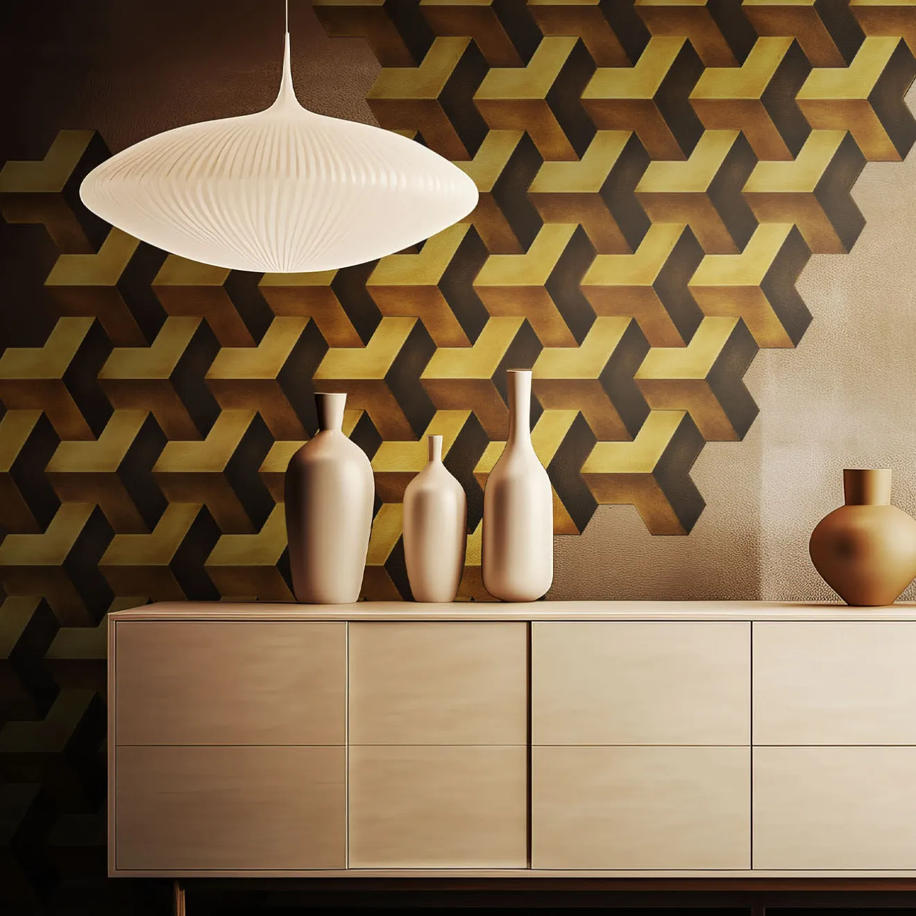 Favel Trio 3D Orbitale Set di 20 piastrelle in ottone brunito