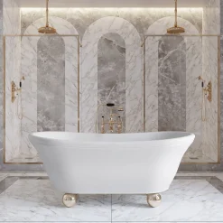 Devon&Devon Vasca da bagno Aurora Bijoux White con piedini a sfera dorati