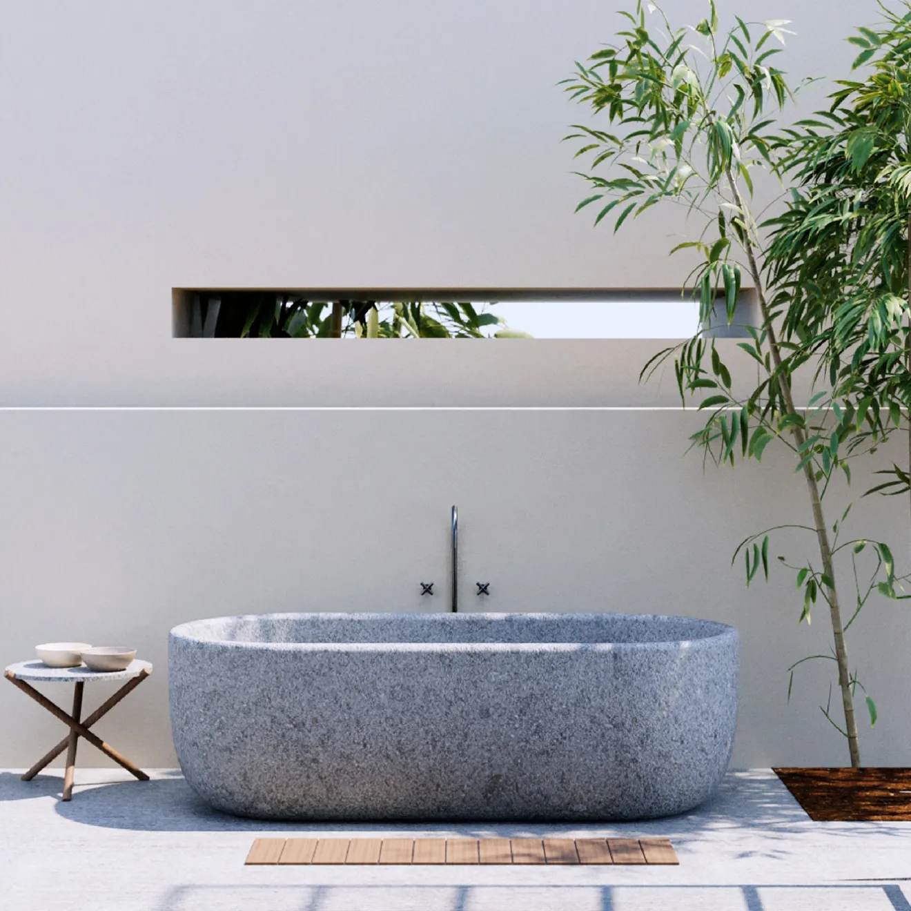 Veltha Outdoor Stone Design Vasca da bagno in peperino grigio acquamarina