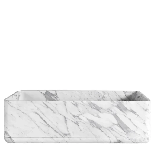 Luce Di Carrara Vasca da bagno rettangolare in marmo bianco Monolithos