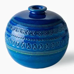 Bitossi Ceramiche Vaso a palla piccolo Blu di Aldo Londi
