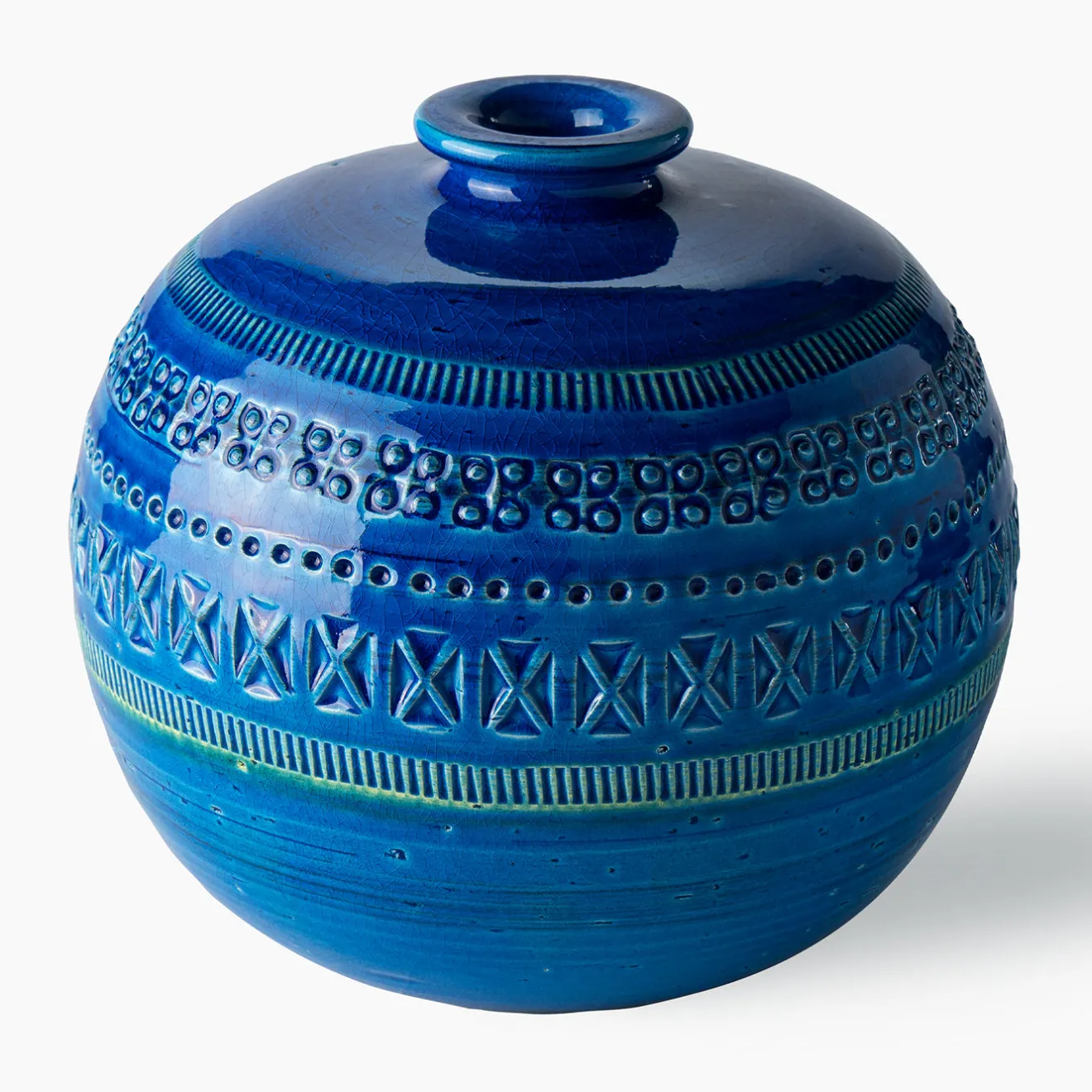 Bitossi Ceramiche Vaso a palla piccolo Blu di Aldo Londi