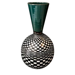 Zuma Ceramiche by Lucia Carpentieri Vaso Alambicco a scacchiera/verde