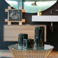 Griffe Montenapoleone by Vetrerie di Empoli Vaso alto in vetro ispirato al marmo nero Portoro