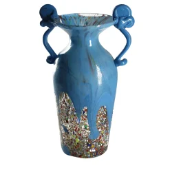 Madeforsoul Vaso Anfora in Vetro di Murano Azzurro
