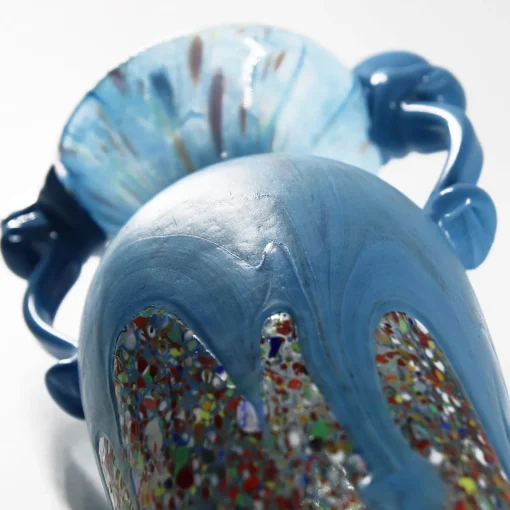 Madeforsoul Vaso Anfora in Vetro di Murano Azzurro