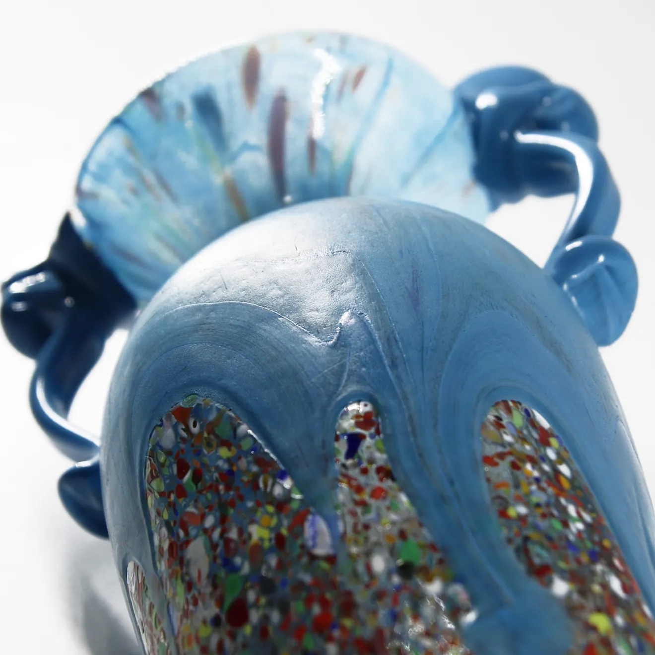 Madeforsoul Vaso Anfora in Vetro di Murano Azzurro