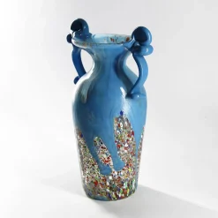 Madeforsoul Vaso Anfora in Vetro di Murano Azzurro