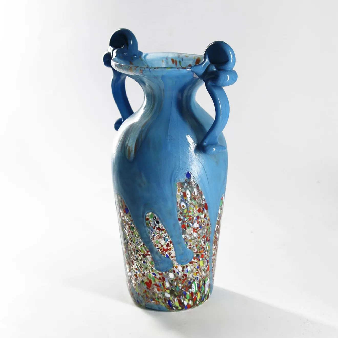 Madeforsoul Vaso Anfora in Vetro di Murano Azzurro