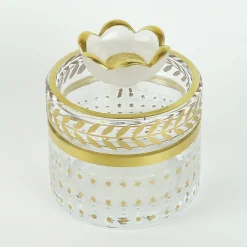 Griffe Montenapoleone by Vetrerie di Empoli Vaso basso in vetro con motivo alloro oro