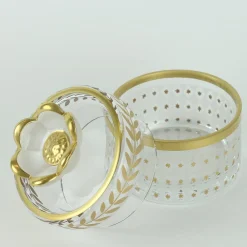 Griffe Montenapoleone by Vetrerie di Empoli Vaso basso in vetro con motivo alloro oro