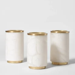 Matlight Milano Vaso Borealis in alabastro bianco e ottone satinato