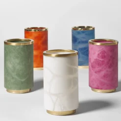 Matlight Milano Vaso Borealis in alabastro bianco e ottone satinato