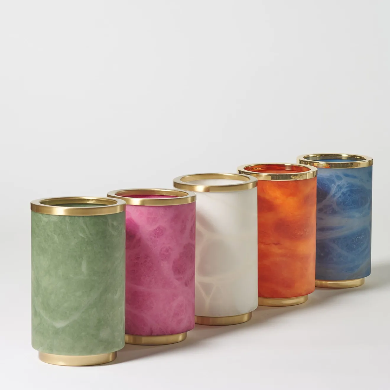 Matlight Milano Vaso Borealis in alabastro bianco e ottone satinato