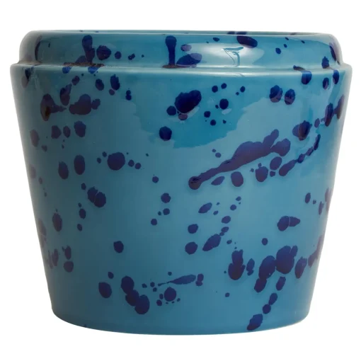 Carola fra i Trulli Vaso Cachepot in ceramica celeste e blu