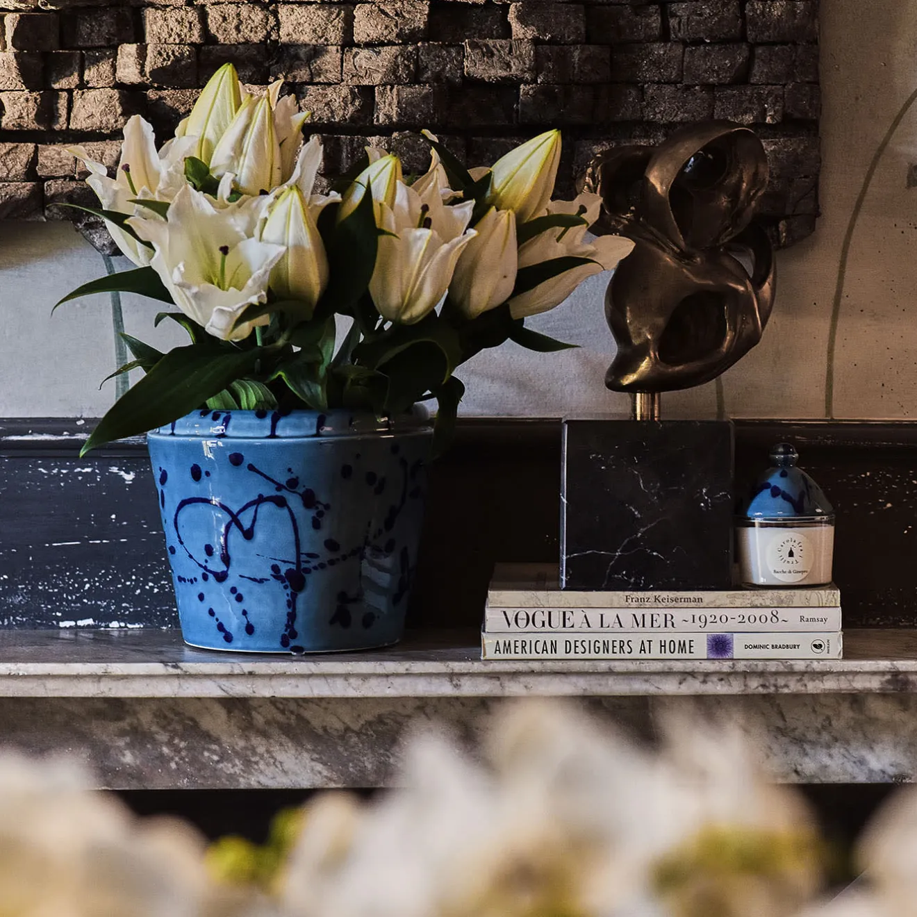 Carola fra i Trulli Vaso Cachepot in ceramica celeste e blu