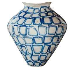 Onofrio Acone Vaso Ceramica Areté Trame Blu