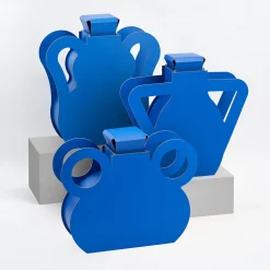 ADJ Style Vaso con coperchio e manici in pelle a onda edizione limitata OTTO blu Majorelle