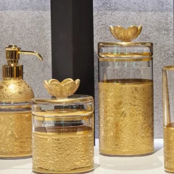 Griffe Montenapoleone by Vetrerie di Empoli Vaso con coperchio in vetro con base ispirata a Michelangelo