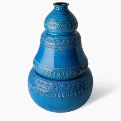 Bitossi Ceramiche Vaso con Due Elementi Blu di Aldo Londi