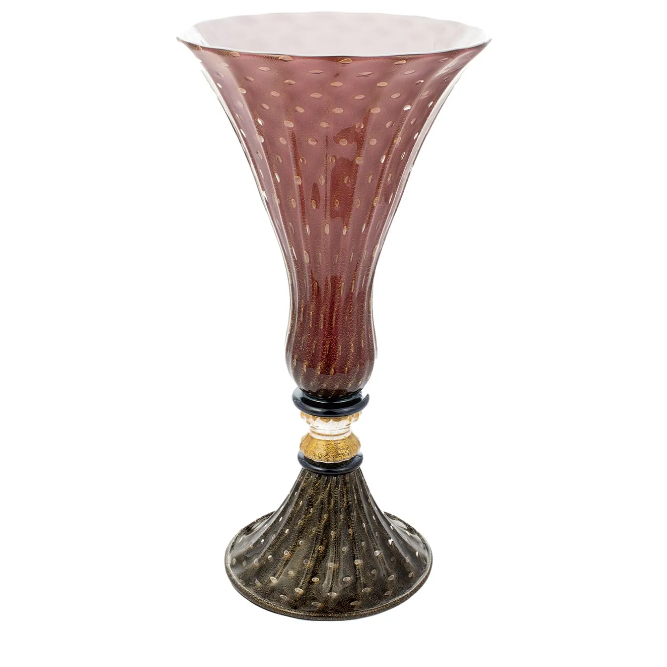 Officine di Murano 1295 Vaso con piede in oro e rubino Stmtrub