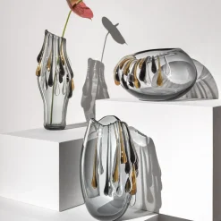 Aina Kari Vaso decorativo Like an Egg ovale in vetro grigio