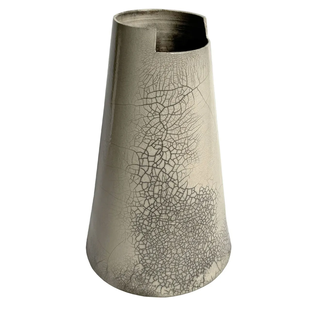 StudioNudo Vaso decorativo trasparente Raku tagliato alto