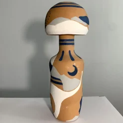 Enryhands Vaso Decorativo U2 con Motivo Astratto in Terracotta