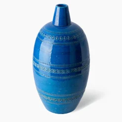 Bitossi Ceramiche Vaso Decorativo Uovo Blu di Aldo Londi
