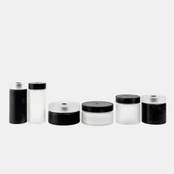 Mutina Vaso di vetro cilindrico corto in bianco e nero