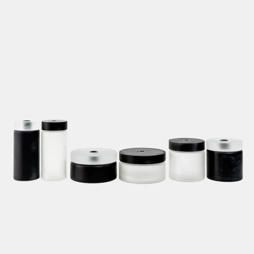 Mutina Vaso di vetro cilindrico corto in bianco e nero