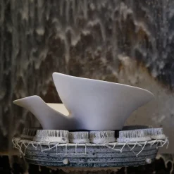 Lineasette Vaso e centrotavola in ceramica bianca Elica