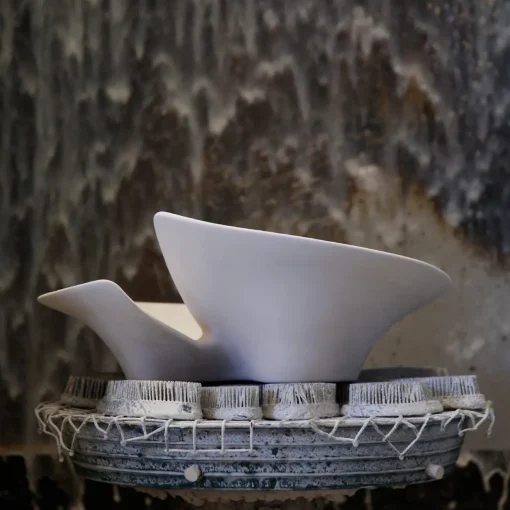 Lineasette Vaso e centrotavola in ceramica bianca Elica