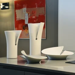 Lineasette Vaso e centrotavola in ceramica bianca Elica